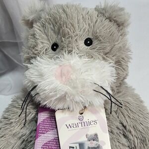 Warmies 15" Grey & White Kitty Cat for Hot Cold Therapy Stuffed Plush Animal